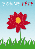 F&ecirc;te &eacute;clatante avec une fleur rouge